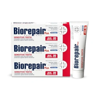 Image of BioRepair Fast Sensitive Enamel Repair Toothpaste Fluoride Free for Hypersensitivity MicroRepair Gum Health Teeth Regular Use(Pack of 3)