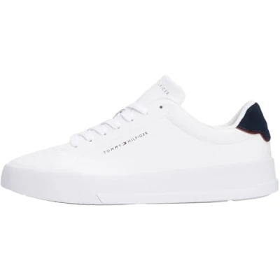 Image of Tommy Hilfiger Court Trainers, Men&#039;s, Size: 6.5, White/desert sky Leather