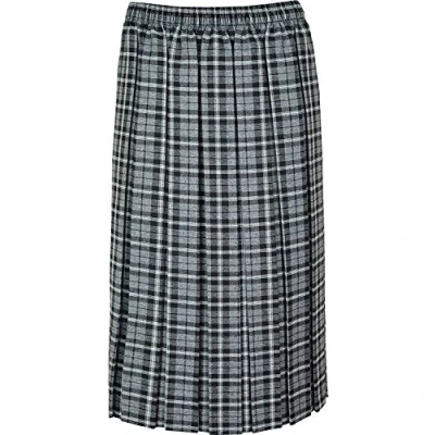 Image of Magritta Ladies Tartan Skirt 27 Inch Length Box Pleated Elasticated Waist UK Size 10 26 (18, Grey)