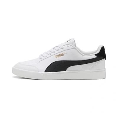 Image of Puma Unisex Shuffle Sneakers, White Black Team Gold, 7 UK