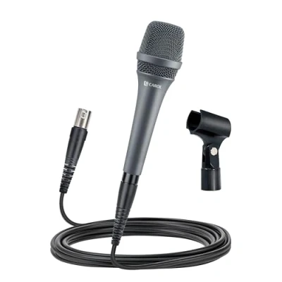 Image of CAROL AC 900 Dynamic Microphone Vocal with Supercardioid, for Singing, Podcast, Performance, Live Stage Noise Cancelling AHNC Technology w/ 14.8ft XLR to Cable &amp; Mic Clip (Gray)