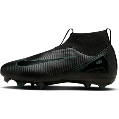 Image of Nike Performance JR ZOOM 10 ACAD FGMG Unisex Moulded stud football boots for kids, Size: 4.5, Black/deep jungle Synthetics/textile