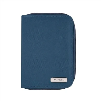 Image of Travelon RFID Blocking Passport Zip Wallet, Ocean, 4 x6 .5, Wallet