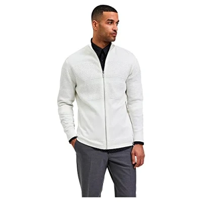Image of SELECTED HOMME Men&#039;s Slhmaine Ls Knit Cardigan W Noos Sweater, White, XL