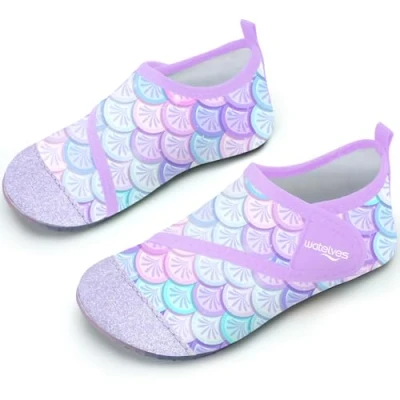 Image of Swim Water Shoes Girls Kids Toddlers Baby Beach Aqua Pool Swimming Socks River Sea Sand Footwear(YLPinkpurple 32/33)