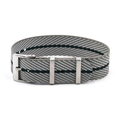 Image of Vario Twill Weave Nylon Titanium Grey / Black Divider Premium Replacement Watch Band (22mm)