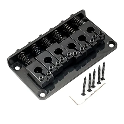 Image of Musiclily Pro 52.5mm(2 1/16 inch) Hardtail Fixed Bridge PRS Style Saddle Non Tremolo for Strat Tele Electric Guitar, Black