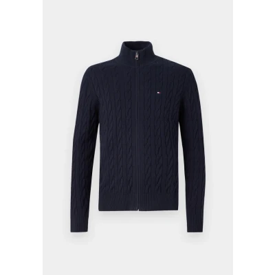 Image of Tommy Hilfiger Cardigan Zip Cable Navy Blue Dark size L