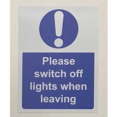 Image of Please Switch Off Light When Leaving Safety Signs Self Adhesive Sticker 130mm x 100mm