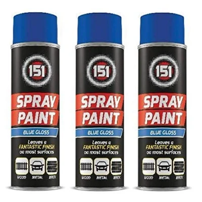 Image of 250ml High Grade Matt Gloss Household Spray Paint Can for Autos Wood Metal Plastic Graffiti (1, Blue Gloss)