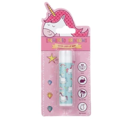 Image of Puckator Enchanted Rainbows Unicorn Stick Lip Balm Cotton Candy Care Balms Chapstick Holiday Essentials For Women Family Lipbalm Moisturiser Exfoliator Cream Pretty Cute Blam Bam