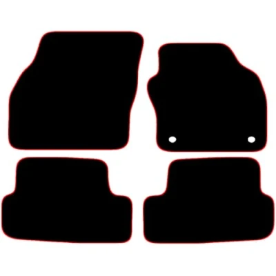 Image of Carsio Carpet Car Mats For Seat Ibiza 2017+ Onwards 4 Piece Set Tailored Fit Floor Mat Complete Accessory Black Custom Fitted All Weather, Anti Slip Backing &amp; Red Trim