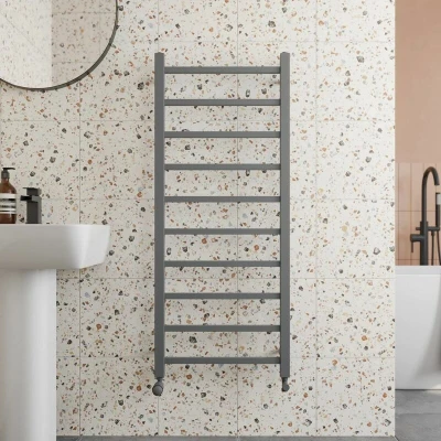 Image of Solaro Square Bar Heated Towel Radiator Anthracite 1200 x 500mm