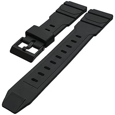 Image of Black Rubber Watch Strap Buckle To Fit Casio 18mm (20mm Overall Width)