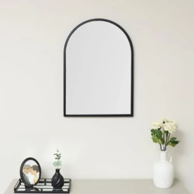 Image of Melody Maison Framed Black Arched Mirror 70cm x 50cm