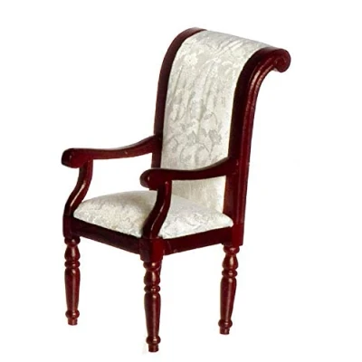 Image of Melody Jane Dolls House Miniature Furniture Regency Mahogany Scroll Back Dining Carver Chair
