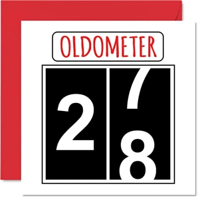 Image of Fun 28th Birthday Cards for Men Woman Oldometer Happy Card Son Daughter Brother Sister Uncle Auntie Niece Nephew Cousin, 145mm x Greeting Cards,