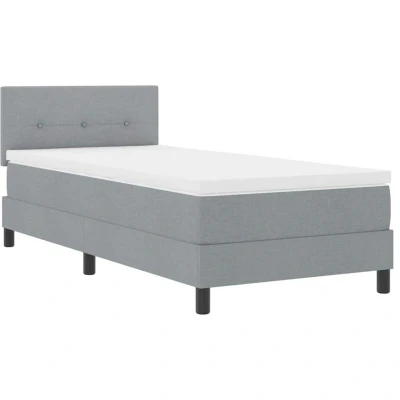 Image of vidaXL Box Spring Bed with Mattress Light Grey 90x190 cm Fabric