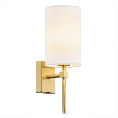 Image of Abruzzo Wall Lamp With Shade White, Brushed Brass