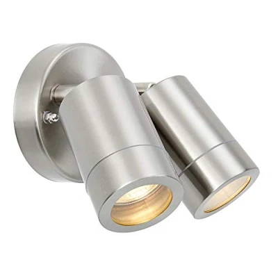 Image of Atlantis 2 Light Outdoor Coastal Spotlight Marine Grade Brushed Stainless Steel, Glass IP65, GU10