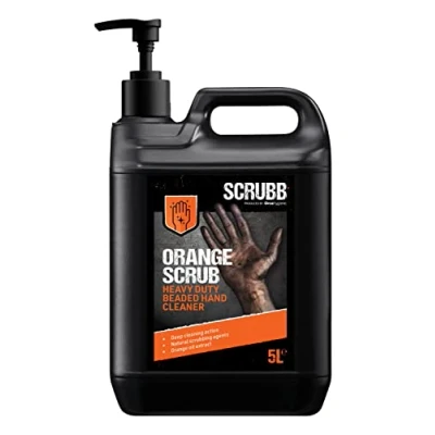 Image of SCRUBB Orange Scrub Heavy Duty Beaded Hand Cleaner, Deep Cleaning Action with Scrubbing Agents, 5L Pump Top