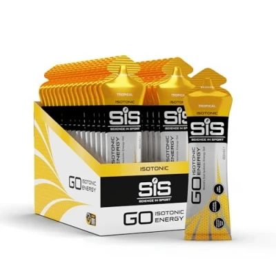 Image of Science In Sport GO Isotonic Energy Gels, Running Gels with 22 g Carbohydrates, Low Sugar, Tropical Flavour, 60 ml Per Serving (30 Pack)