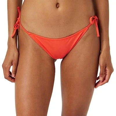 Image of Calvin Klein Women Self Tie Bikini Bottoms Sport, Orange (Bright Vermillion), L