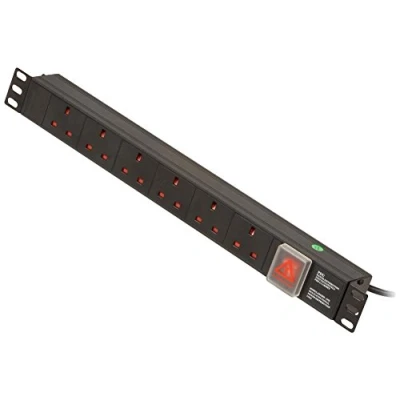 Image of LINDY 6 Way Vertical Mount PDU (Power Distribution Unit), IEC C14 Male to x UK Mains Sockets, Switched, 3m Cable for Home, Office and Industrial Use