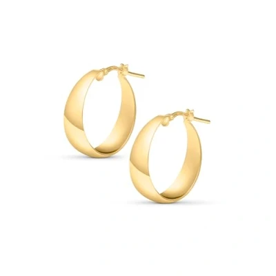 Image of Amberta Women Handmade 925 Sterling Silver Chunky Hoop Earrings: Gold Earrings 20 mm