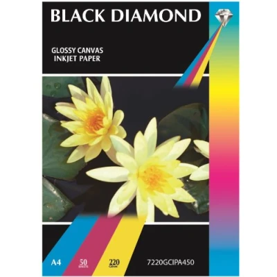 Image of 50 Sheets Black Diamond Brilliant White GLOSSY Photographic A4 Canvas Textured Professional Photo Paper 220gsm (NOT 100% Cotton Canvas)