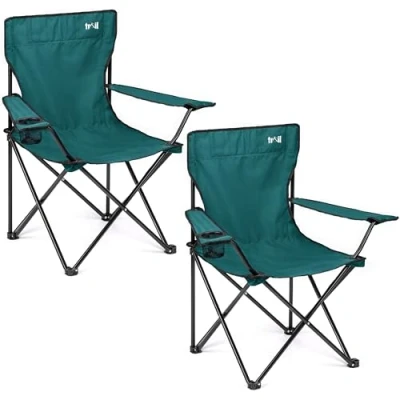 Image of Trail Teal Camping Chair Lightweight Folding Cup Holder Carry Bag 100kg Capacity (2 x Chairs)