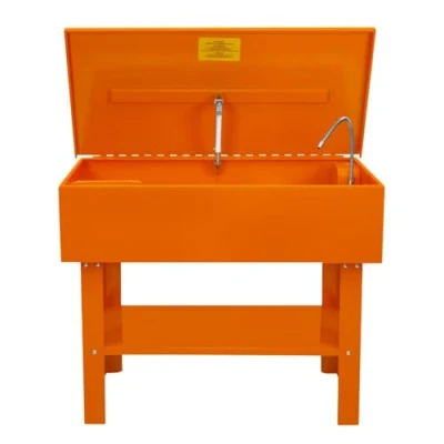 Image of Parts washer 180L 40 Gallon Tank Free Standing Mechanic Garage Workshop Coated Steel Removable Shelf Small Components Container Fusible Link Lid 2.7 3.6 L/min Pump Output 24 Solvent Capacity