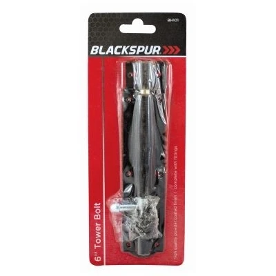 Image of Black 152mm Steel Tower Bolt By Blackspur