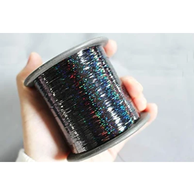 Image of Tigofly 1 spool 7000 12000m 0.25mm Flashabou Holographic Tinsel Laser Flat Mylar Sparkle Crystal Flash Fly Tying Materials (Black)