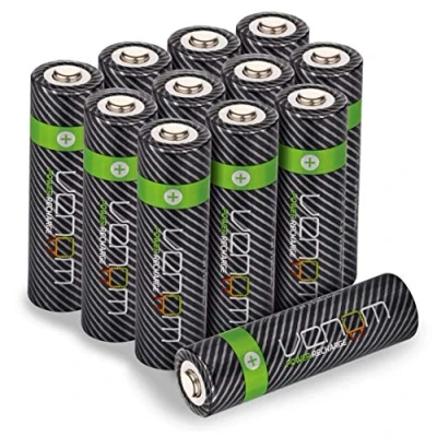 Image of Venom Rechargeable AA Batteries 2100mAh 1.2V NiMH High Capacity (12 Pack), Black