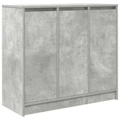 Image of vidaXL sideboard engineered wood cabinet with 3 doors/shelves concrete grey storage unit for bedroom/living room/bathroom modern design ample 85x34x76 cm