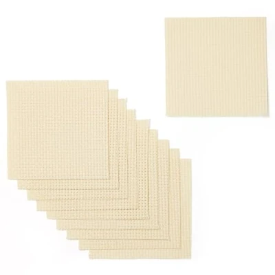 Image of Springboard Cross Stitch Fabric Squares 10 Pack of Binca Mesh for Sewing 100% Cotton, 6 Count Embroidery Kids Accessories and Supplies 15 x cm Cream