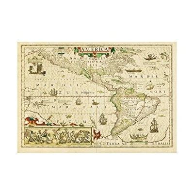 Image of Wee Blue Coo Map Antique America South North USA History Vintage Wall Art Print
