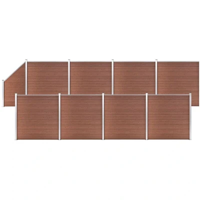 Image of vidaXL WPC Fence Set 8 Square + 1 Slanted 1484x186 cm Brown