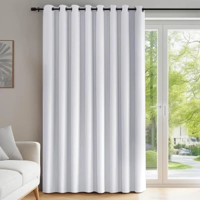 Image of Deconovo Eyelet Blackout Solid Door Curtain Thermal for Partition 100 x 84 Inch Sliver Grey 1 Panel