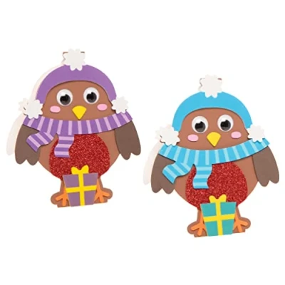Image of Baker Ross FE874 Christmas Robin Card Kits Pack of 6, Making Kit for Kids, Make Your Own Cards, Ideal Festive Arts and Crafts Project