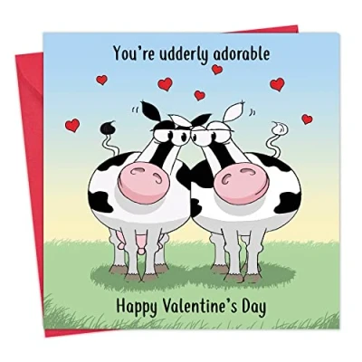Image of Twizler Funny Valentines Day Card with Cows Valentine’s Humorous For Her Him Gift