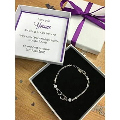 Image of Personalised Purple Bracelet Wedding Favour Bridesmaid, Maid of Honour, Flower Girl, Mother the Bride, Groom