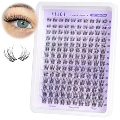 Image of ALICE Natural Lash Clusters Extensions Invisible Band Waterproof 8 16mm Curl Cluster Eyelash Wispy Individual Lashes