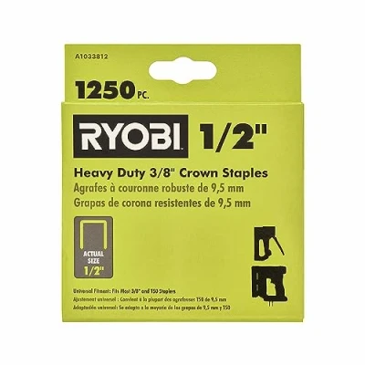 Image of RYOBI 1,250 PC. 3/8&quot; x 1/2&quot; Heavy Duty Crown Staples A1033812