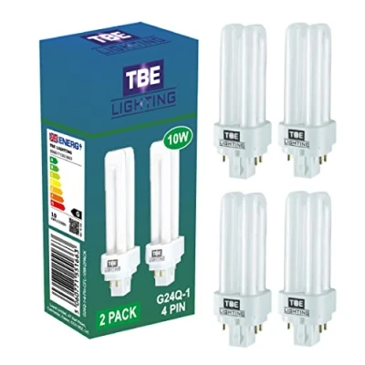 Image of TBE LIGHTING 10w G24Q 1 4 Pin CFL Lamp Pack of Units Cool White 4000K, 600 Lumen/Double Turn Compact Fluorescent Light