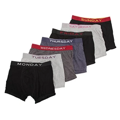 Image of Universal Textiles Mens Days of The Week Boxer Shorts/Underwear (Pack 7) (M Waist 33 35inch (84 89cm)) (Black/Grey)