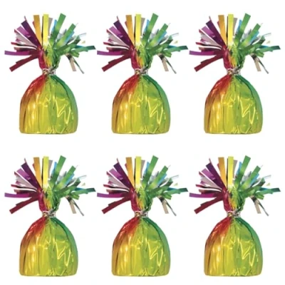 Image of Foil Helium Balloon Weights Pack of 6 Durable &amp; Colourful Rainbow for Birthdays Parties, Events Celebrations Perfect Weight Holders