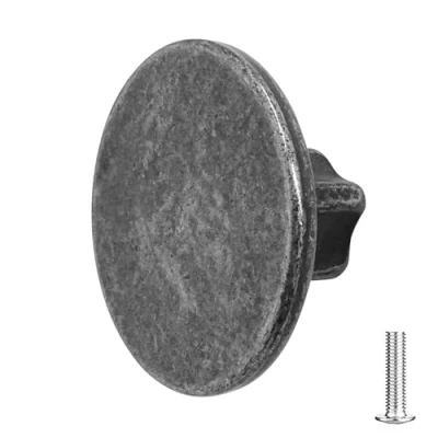 Image of Decoranddecor Vesta 40mm Round Kitchen Cabinet Furniture Knob Zinc Alloy (1 Pack, Antique Silver)