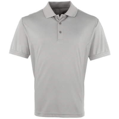 Image of Premier Mens Coolchecker Pique Short Sleeve Polo T Shirt (Silver) Size 2XL